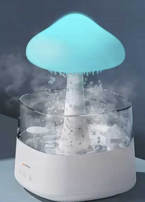Lampka nocna nawilżacz powietrza grzybem z efektem deszczu nowa!