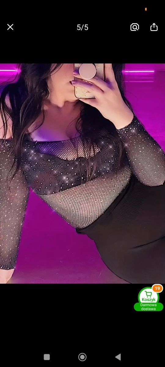 Body siateczka pole dance cyrkonie wieczór XS-XL