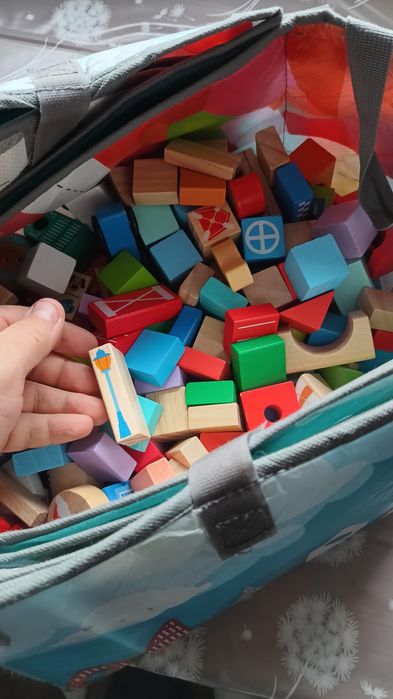 Drewniane klocki + mata mapa torba