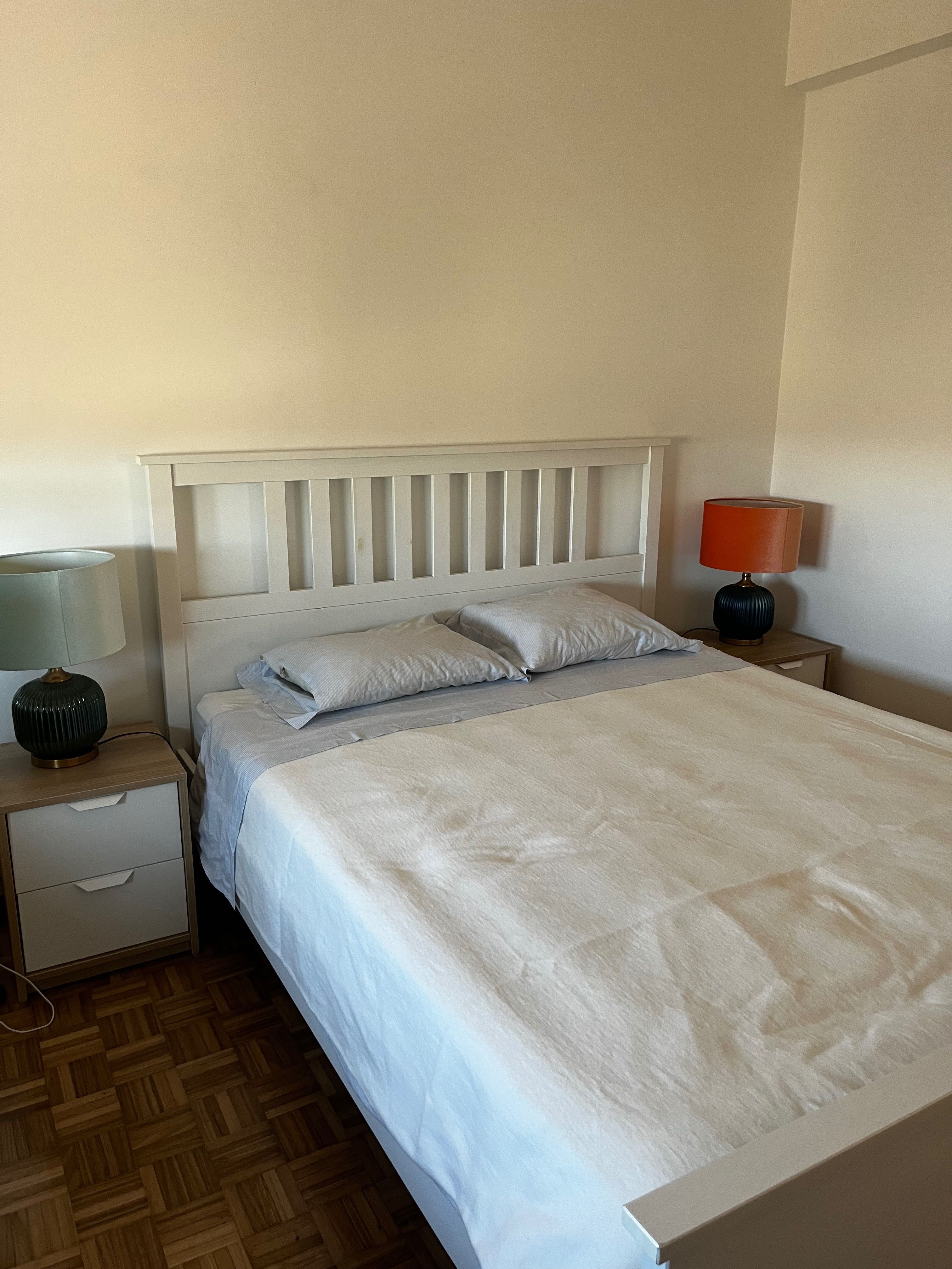 Estrutura de cama, velatura branca/Lönset