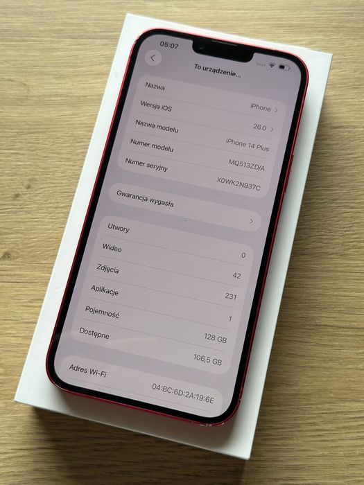iPhone 14 plus 128gb 86 baterii Piękny