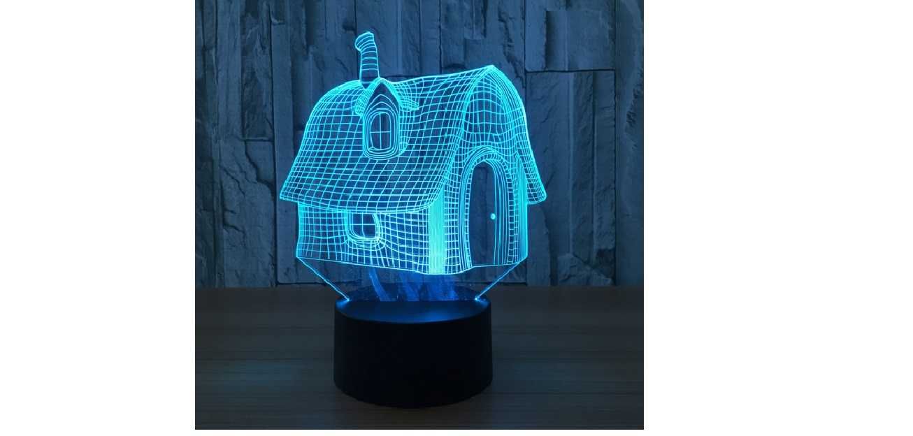 Lampka nocna LED 3 D domek, zamek