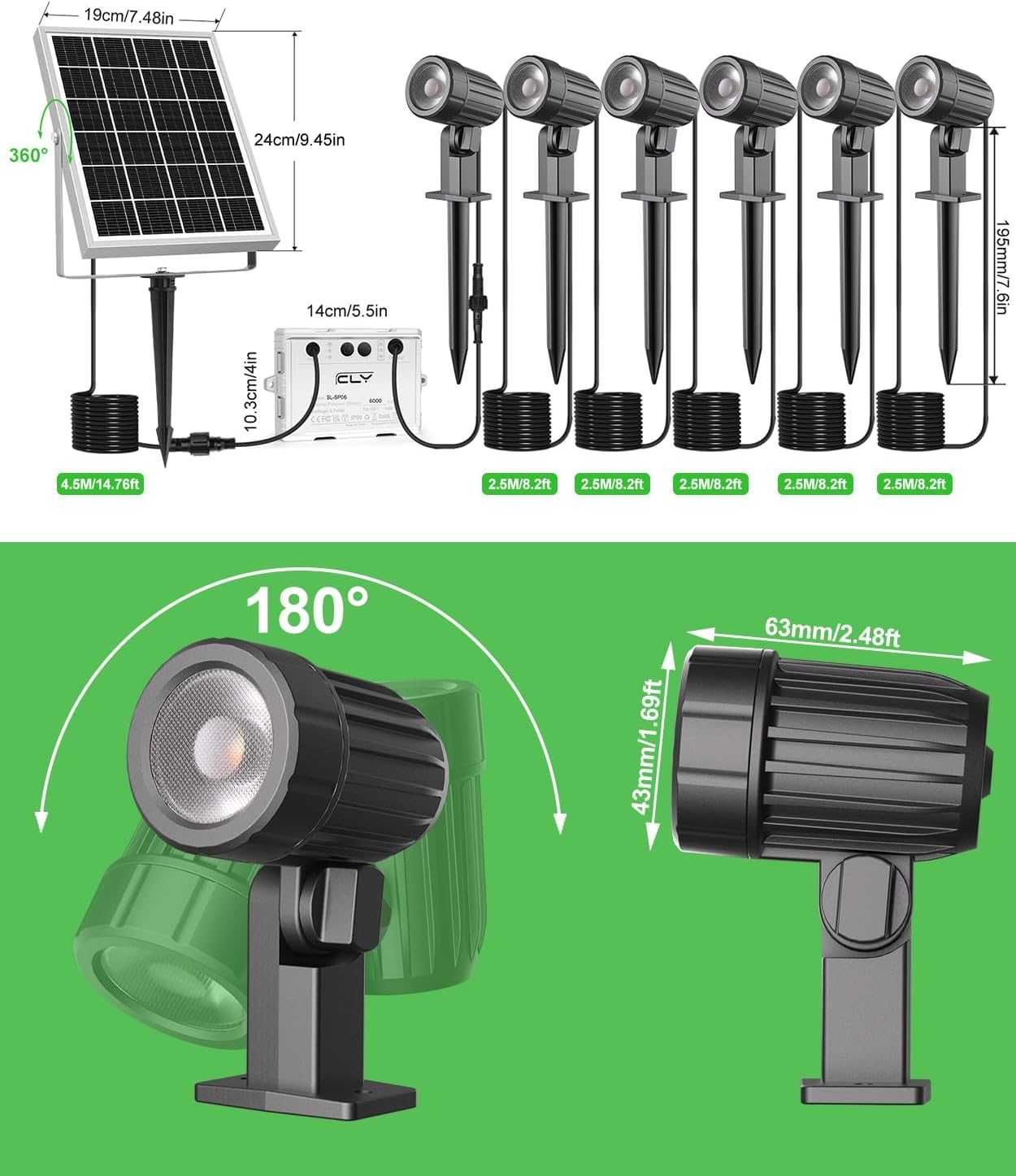 Reflektor Lampy Solarne Ogrodowe Panel Solarny Oświetlenie Zestaw x6