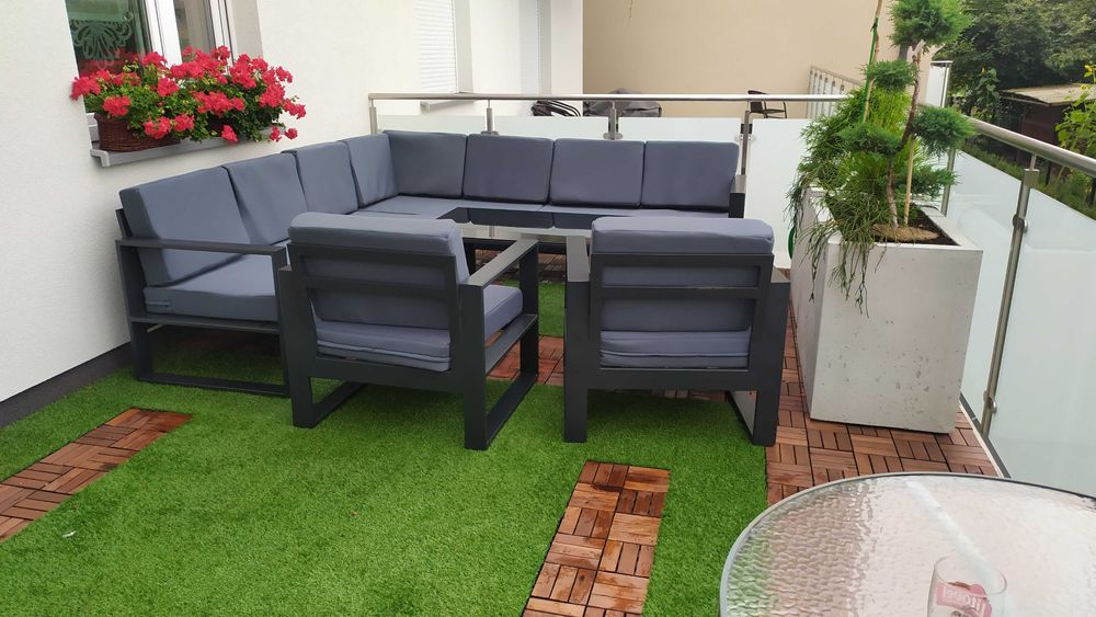 Nowoczesne meble tarasowe ogrodowe- metalowe/ Narożnik