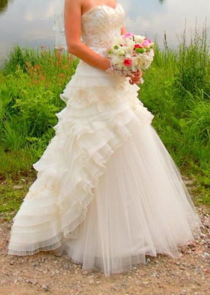 Suknia ślubna długa odpinana do mini rozm. S-M na 164-175 cm.