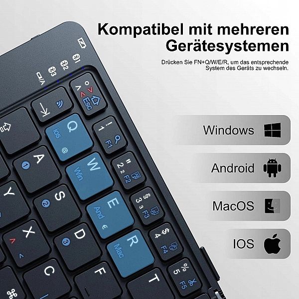 Mobilna Klawiatura Echaar Qwertz, Składana, Bt 5.1, Do Laptopa, Tablet