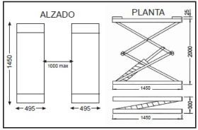 Plataforma Elevatória Tesoura Dupla capac. 3Ton Elev. 2 mts. AP28