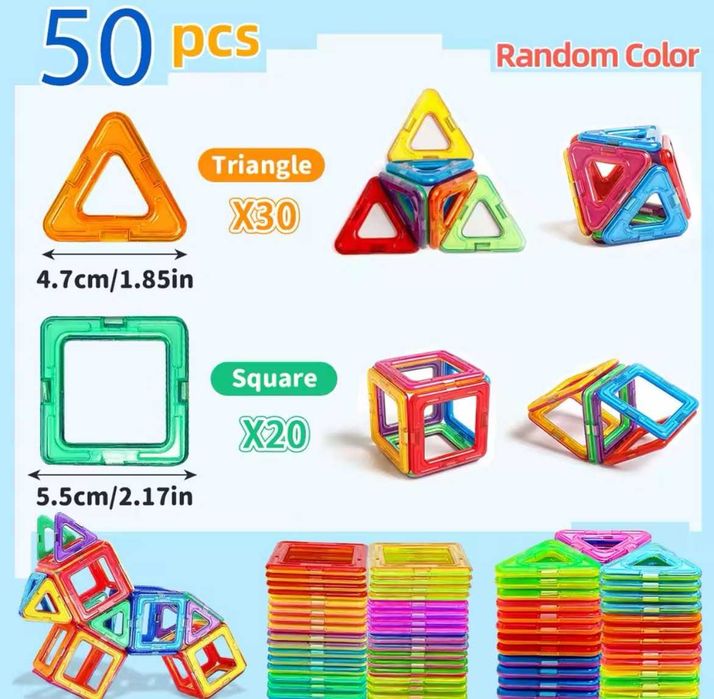 Дитячий магнітний конструктор на 49 деталей 3D магніти