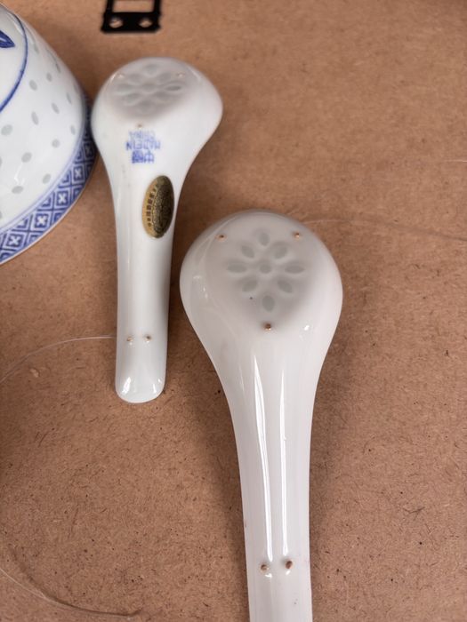 Chińskie miseczki z łyżkami porcelana lata 70