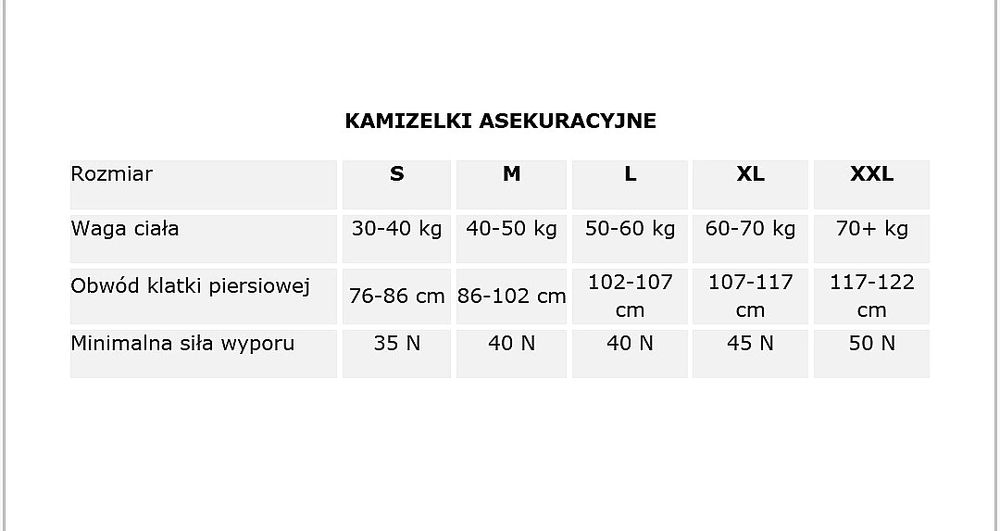 Kamizelka asekuracyjna  roz. L /50- 60kg/ Kapok mix kolor