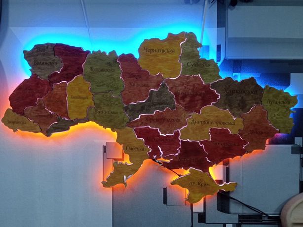 Карта україни з лед підсвічуванням на стіну 1200мм