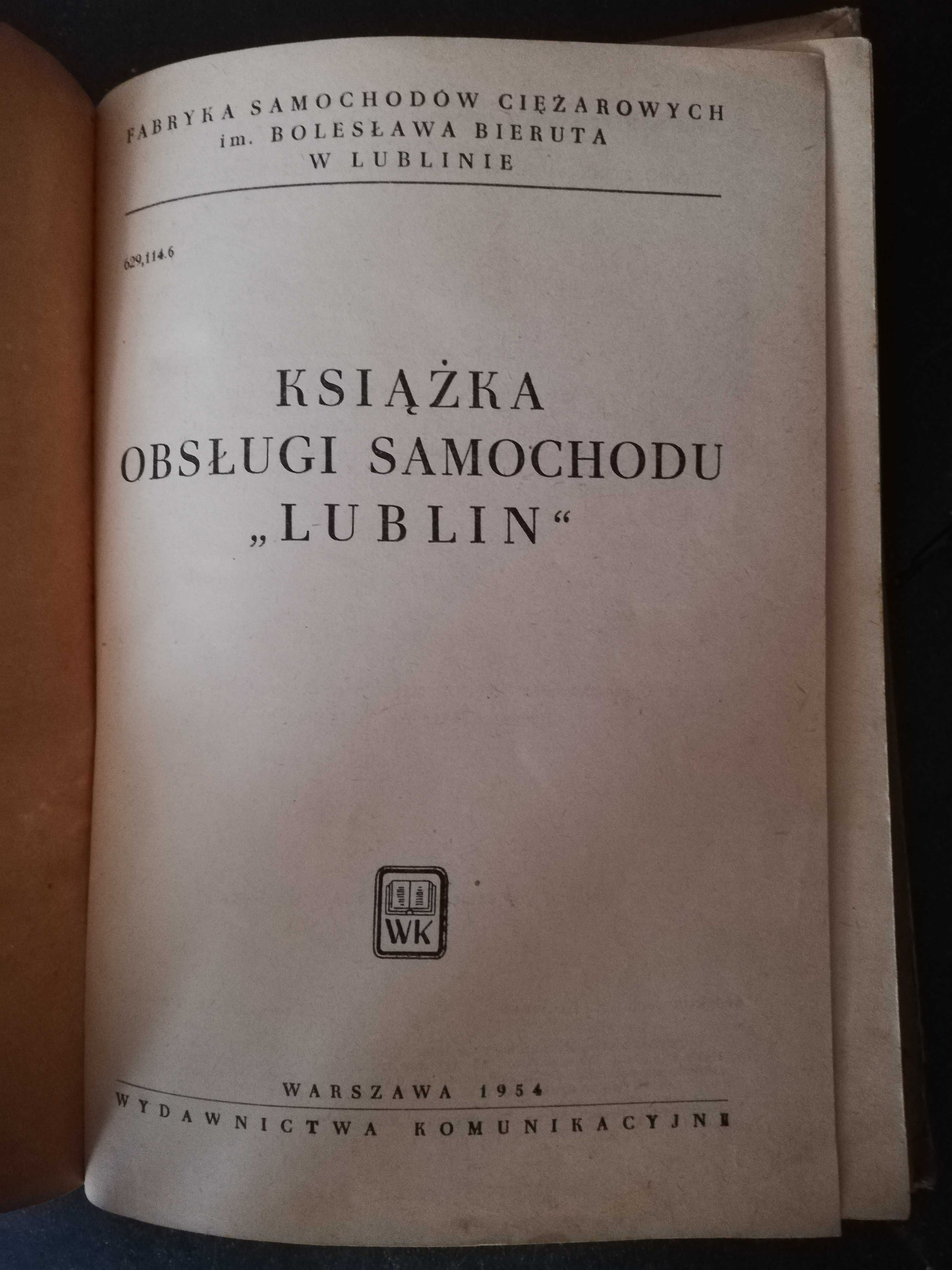 Książka obsługi samochodu "LUBLIN"