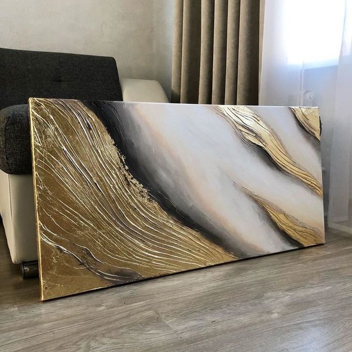 картина акрилом с золотом