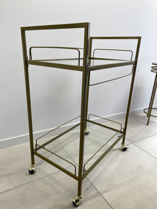 2 x ZŁOTY stolik pomocniczy na kółkach