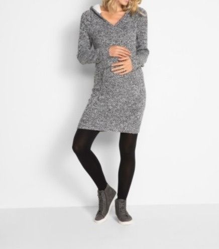B.P.C dzianinowa ciążowa sukienka kaptur z misiem 44/46.