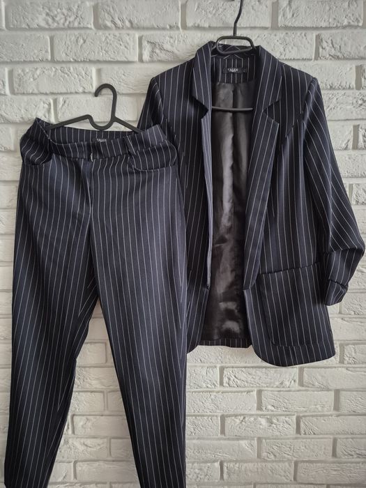 Zestaw garnitur damski granat w paski xs s butik