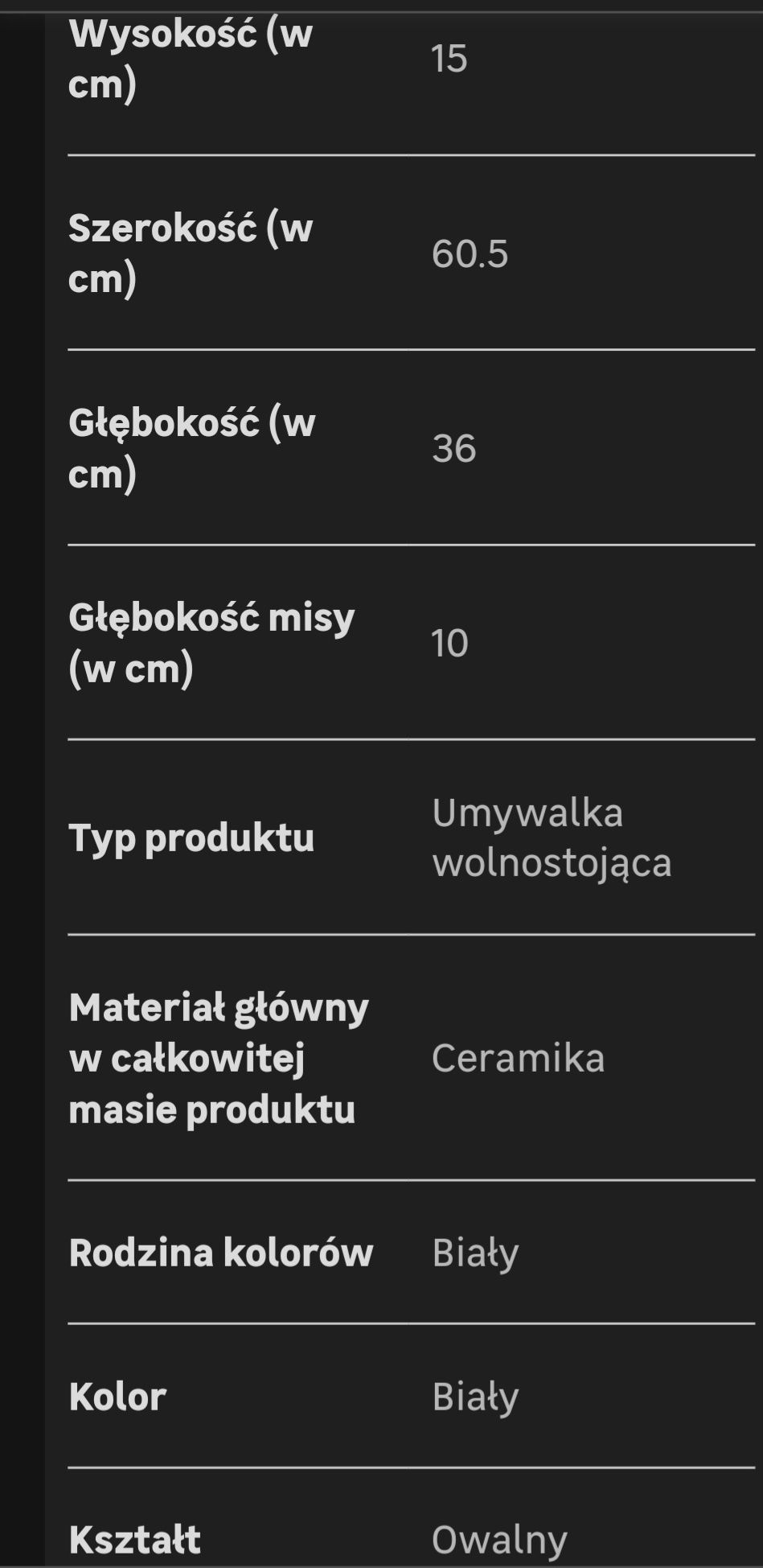Umywalki nablatowe w kształcie łódki 60.5cm x 2szt