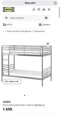 Łóżko piętrowe IKEA srebrne z materacami 90x200 ODBIÓR OSOBISTY