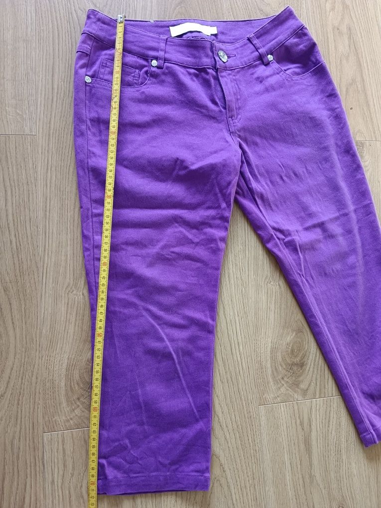 Fioletowe spodnie rybaczki rozmiar L 40