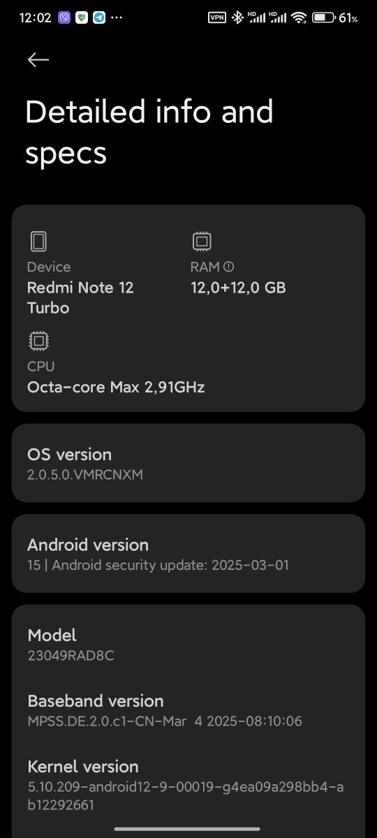 Xiaomi Redmi Note 12 Turbo 12/512 black (Cn)