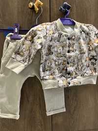 Bomberka bluza spodnie dresowe dres Dino Dini 74 komplet zestaw