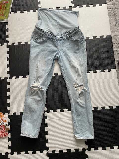 spodnie ciążowe dżinsy jasne H&M MAMA mom ankle jeans M