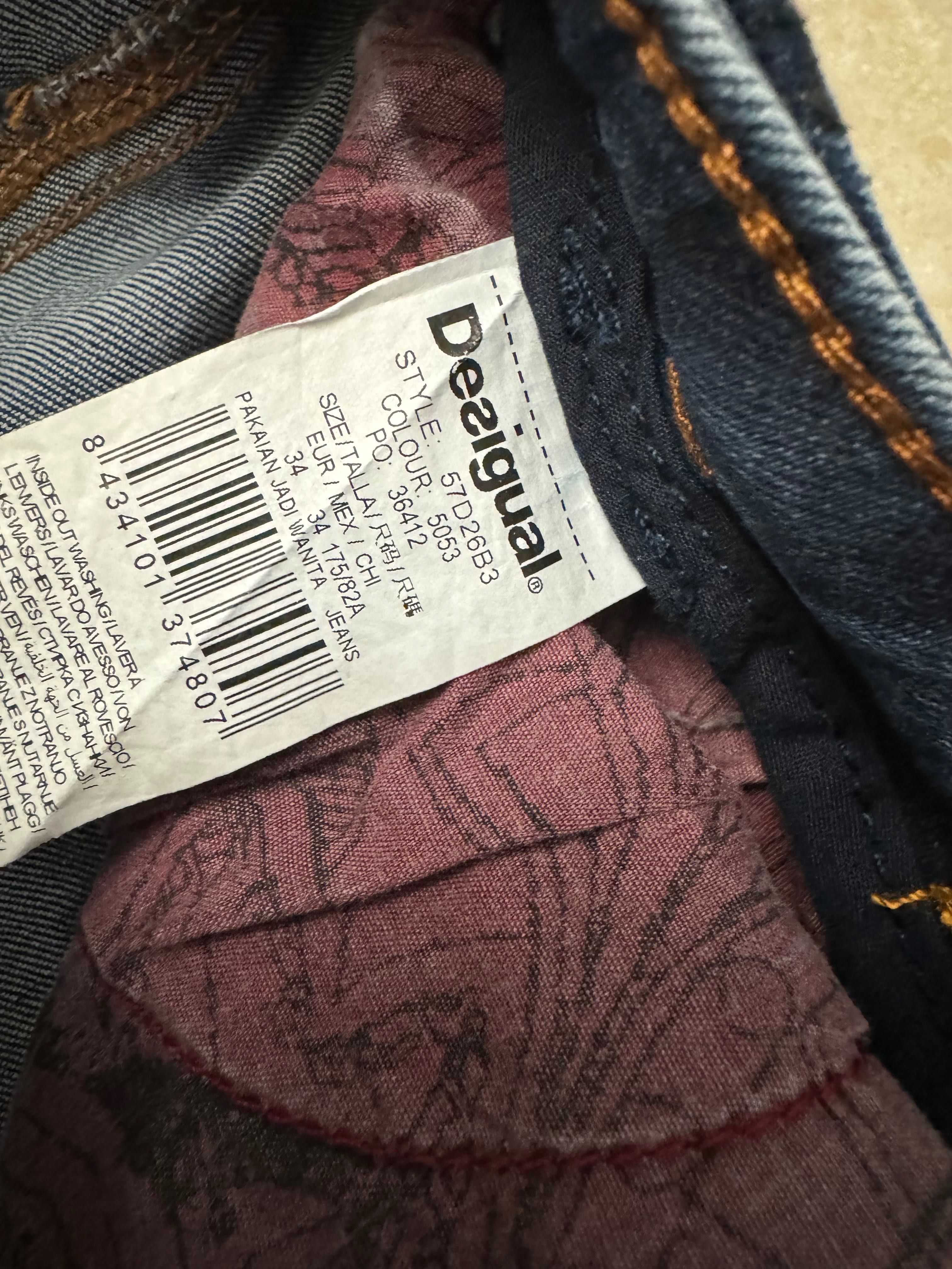 Desigual spodnie jeans r. XL/XXL piękne hafty, extra stan, logowane
