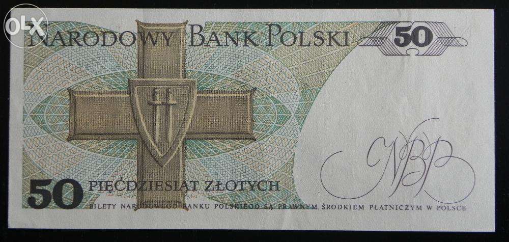 Banknot 50 zł, 1988, rzadka seria GH, RARYTAS