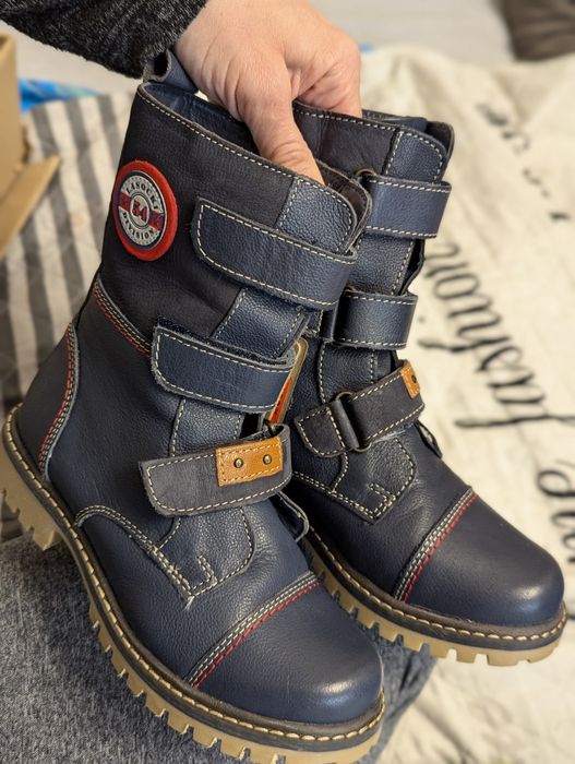 Buty zimowe skórzane ocieplane Lasocki 31 ciepłe wysokie kozaki