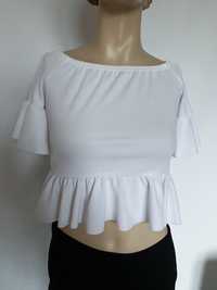 Crop Top Boohoo biały rozmiar S hiszpanka