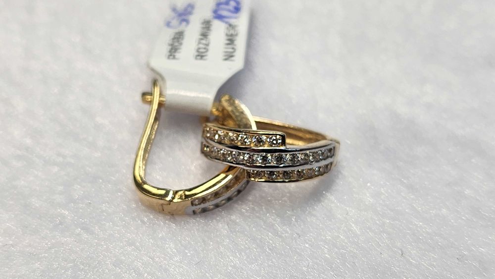 Piękne Nowe złote kolczyki P. 585 W. 2,41G Best Mobile