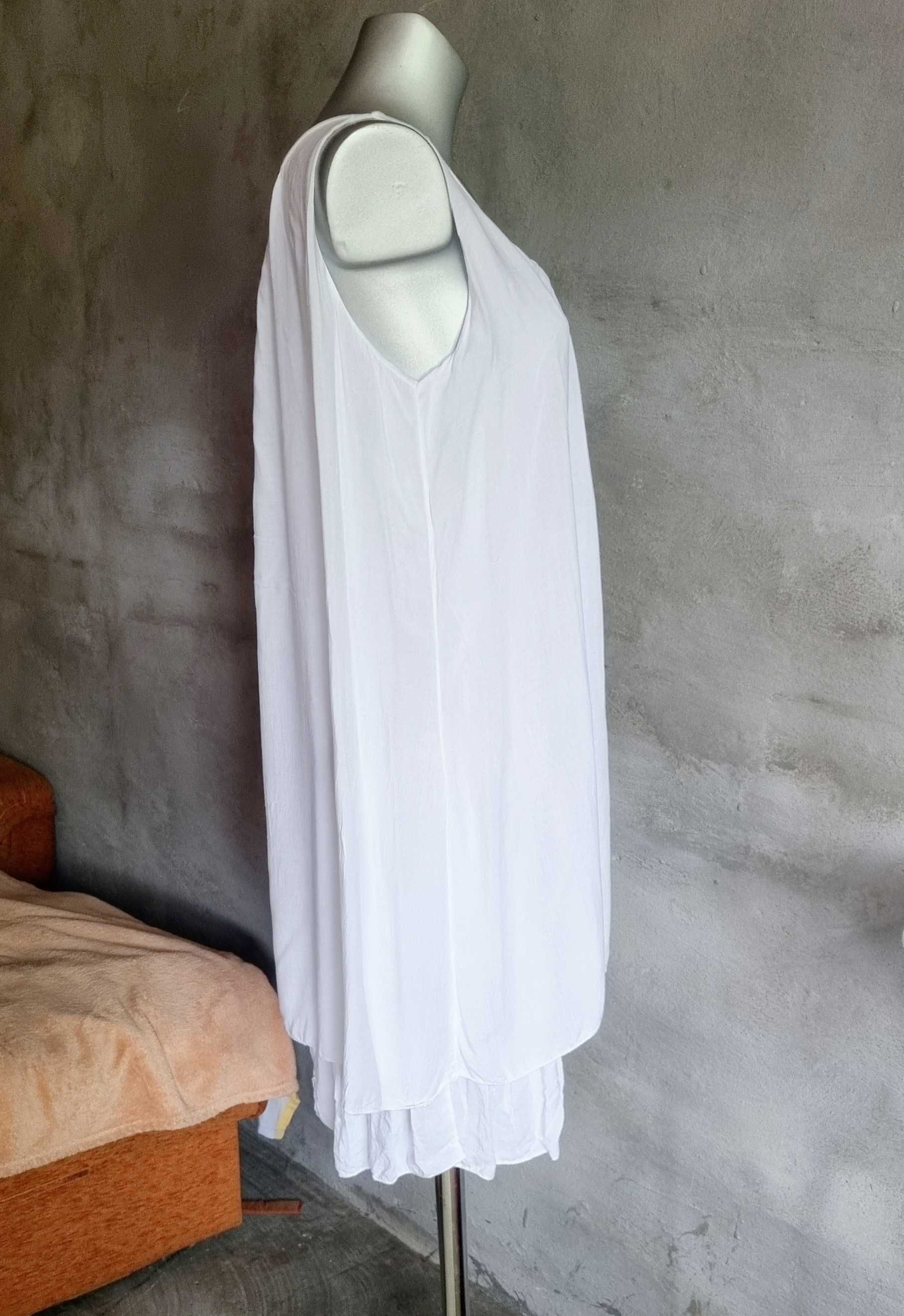 Белое хлопковое итальянское платье сарафан на подкладе