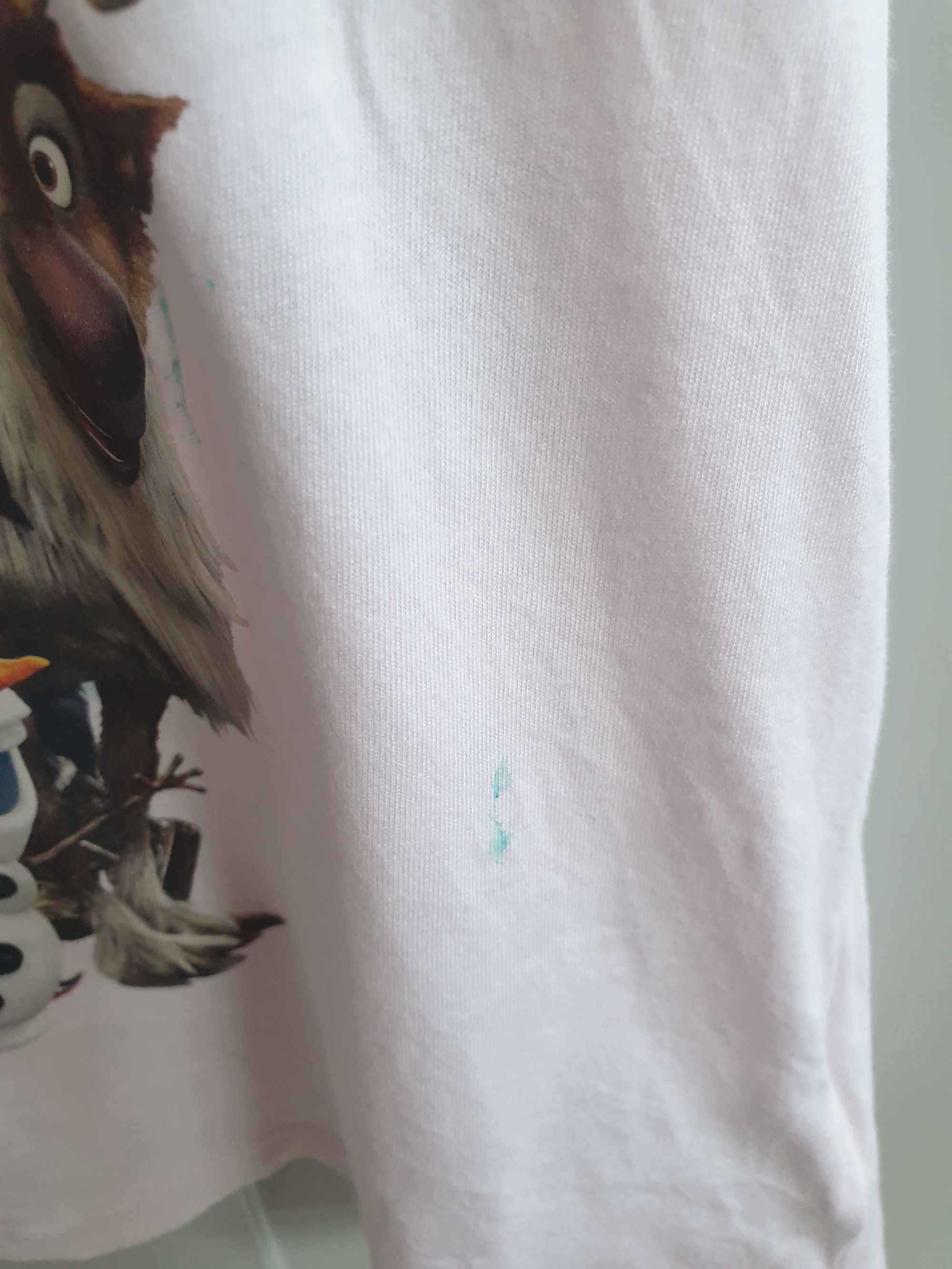 Różowa koszulka t-shirt Elsa Frozen Kraina Lodu H&M 134 140