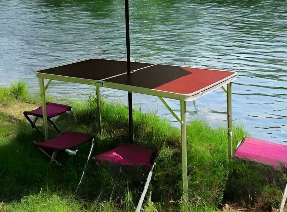 Стол для пикника складной с регулировкой по высоте и 4 стульями, Стіл