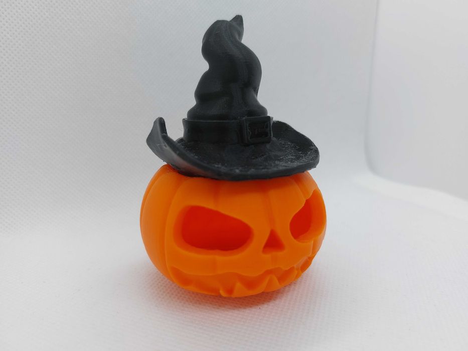 Dynia z kapeluszem czarownicy, 3D, Halloween, dekoracja stojąca