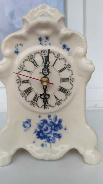 Zegar kominkowy, porcelanowy, Mera Poltik, PRL