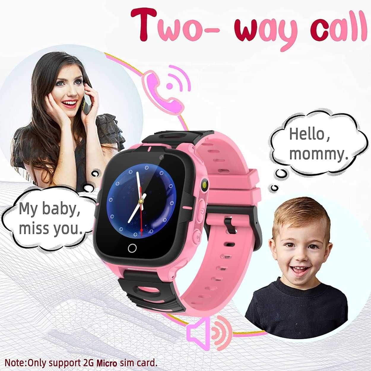 Inteligentny zegarek dla dzieci Smartwatch z SOS 2 Aparat 15 gier MP3