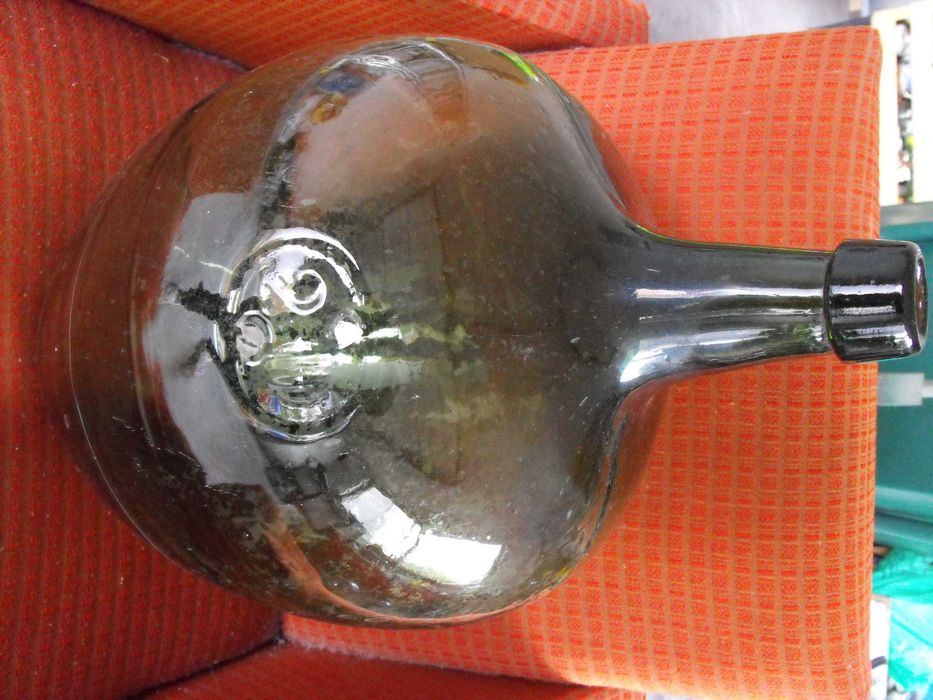 Stary gąsior PRL 20 L. zielone szkło balon na wino butla baniak antyk