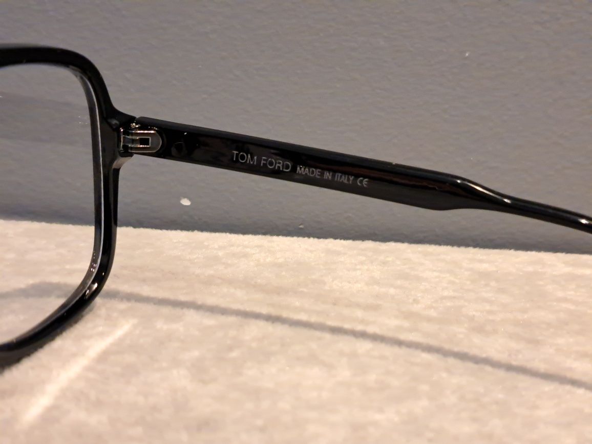 TOM FORD czarne duze okulary zlote logo zerówki oprawki FALCONER