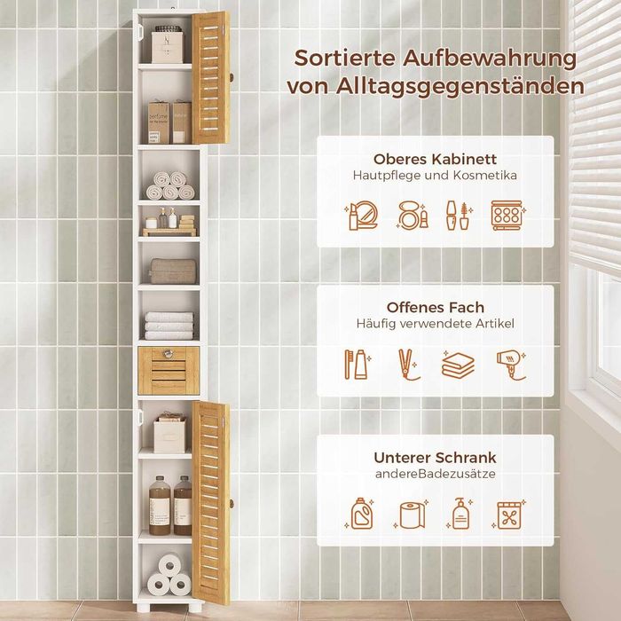 Nowa szafka łazienkowa / półka / słupek / bambusowa/ 22x20x180 / N230!