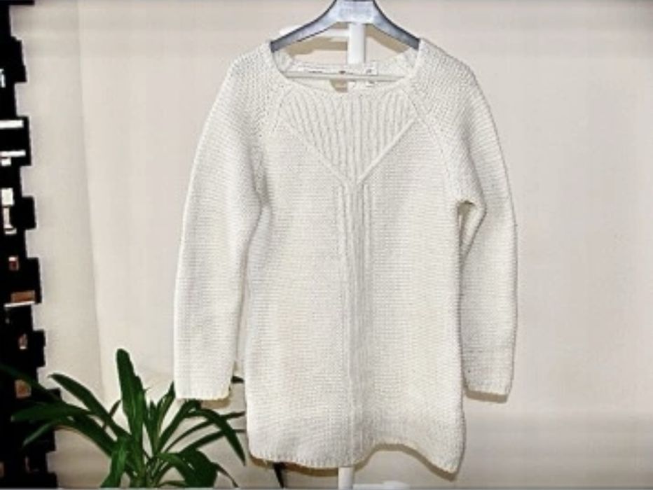 Okaidi kremowy sweterek tunik akryl 128 na 8 lat