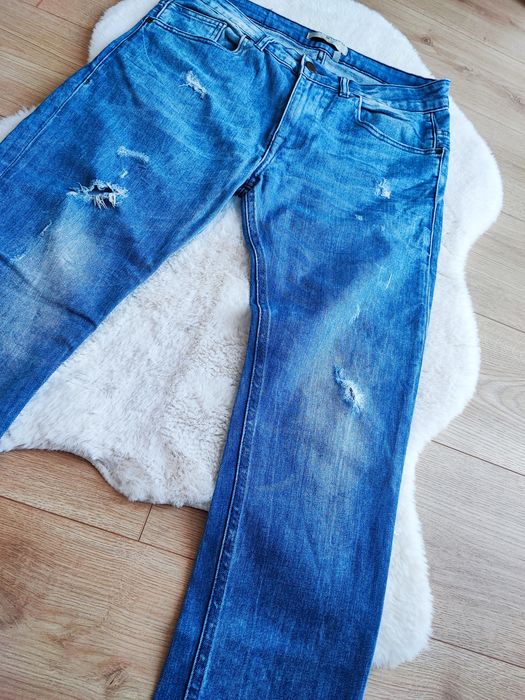 Zara Men spodnie jeansowe męskie z przetarciami modne bawełniane