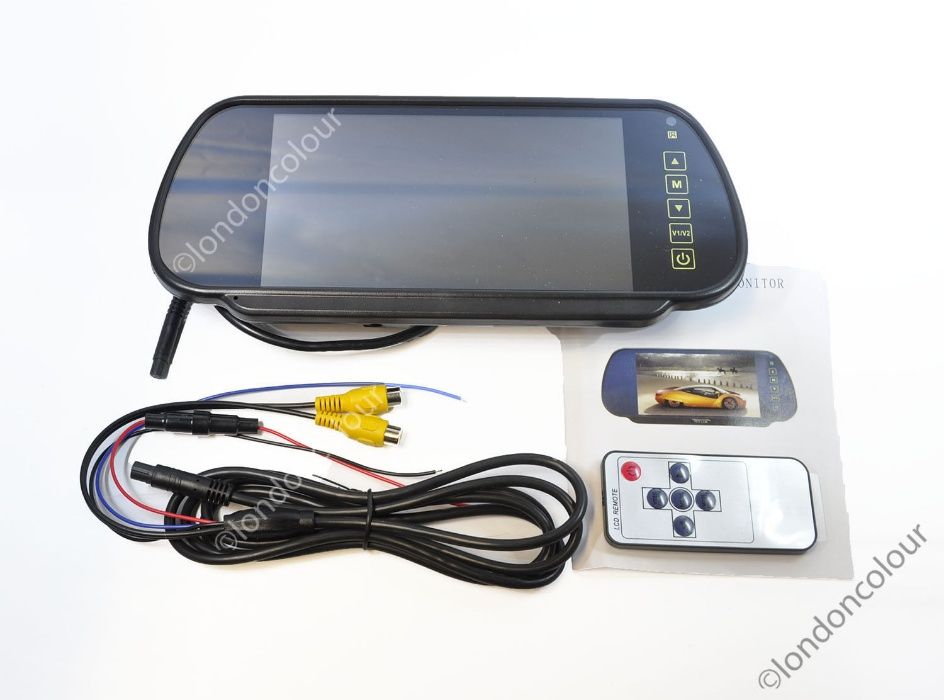 Espelho-monitor de 7''com cabos ou wireless e camera com 18 leds I.R.