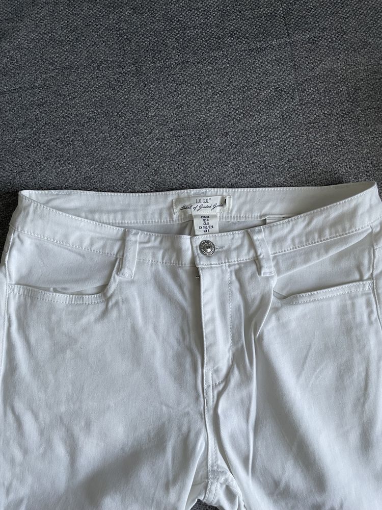 Białe spodnie sznurowane wiązane bawełniane H&M M