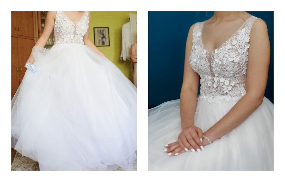 Suknia ślubna adria 36 dwa welony welon długi piękna zwiewna