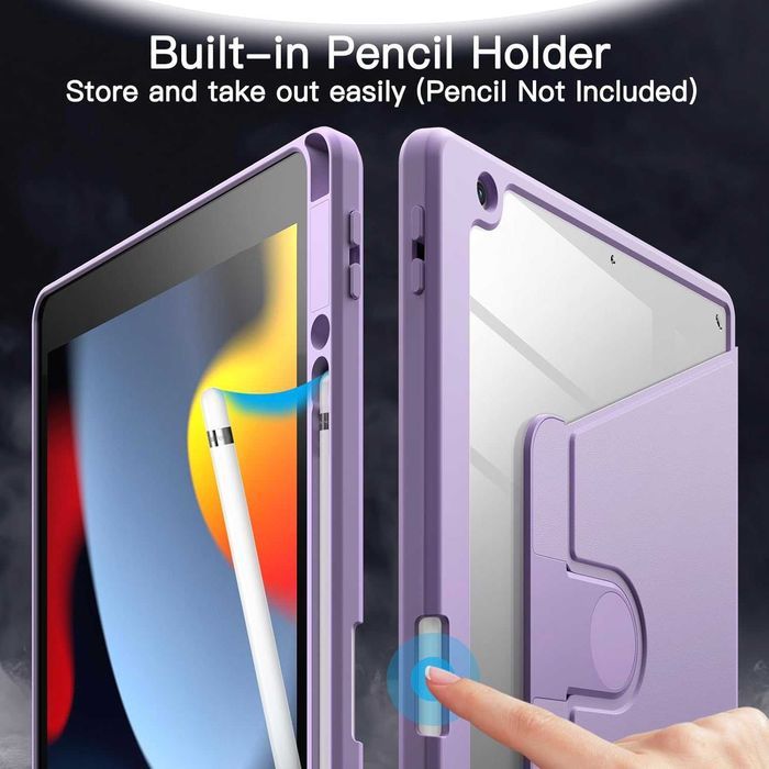 JETech etui obrotowe do iPad 9/8/7 10,2" 360 uchwyt stojak fiolet