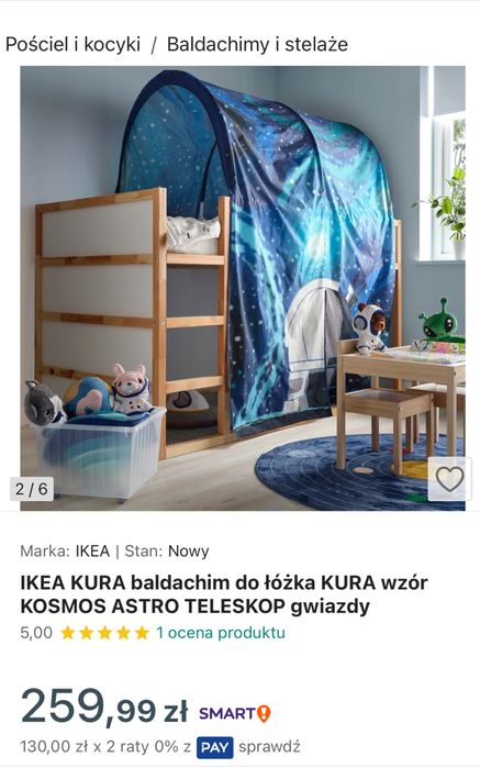 Łóżko pietrowe kura ikea baldachim dla dzieci