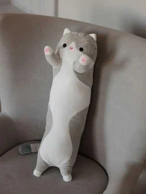 Мягкая плюшевая игрушка Длинный Кот Батон котейка-подушка 50/70 см