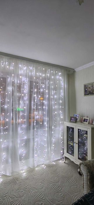 Гірлянда штора лід 3х3 з гачками холодний білий 300 led USB юсб живлен