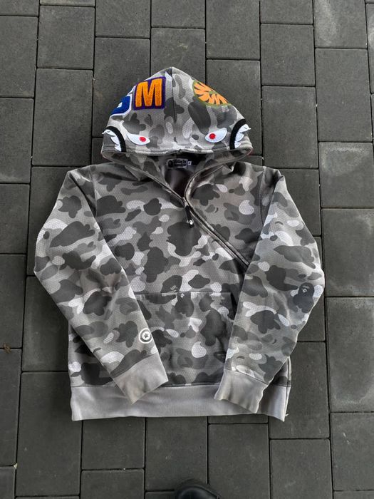 BAPE honeycomb gray zip hoodie